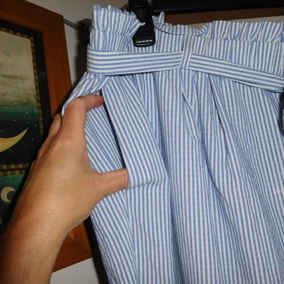 NWT 2X CALVIN KLEIN BLUE PINSTRIPED CAPRIS SEARSSUCKER LOOK - Picture 6 of 9